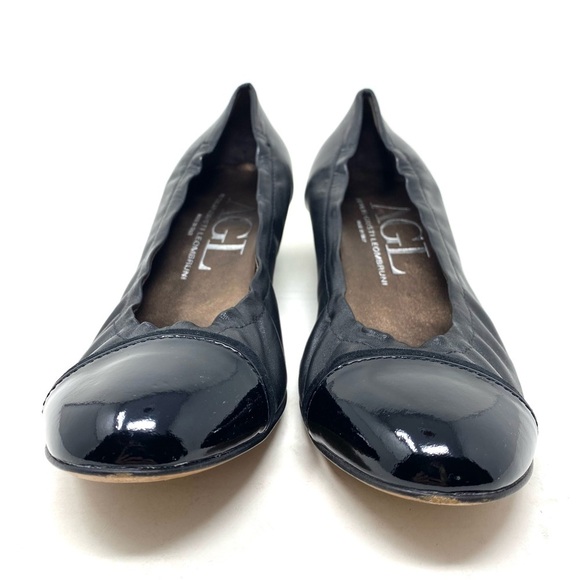 AGL Black Leather Block Heel Shoes - Picture 3 of 6